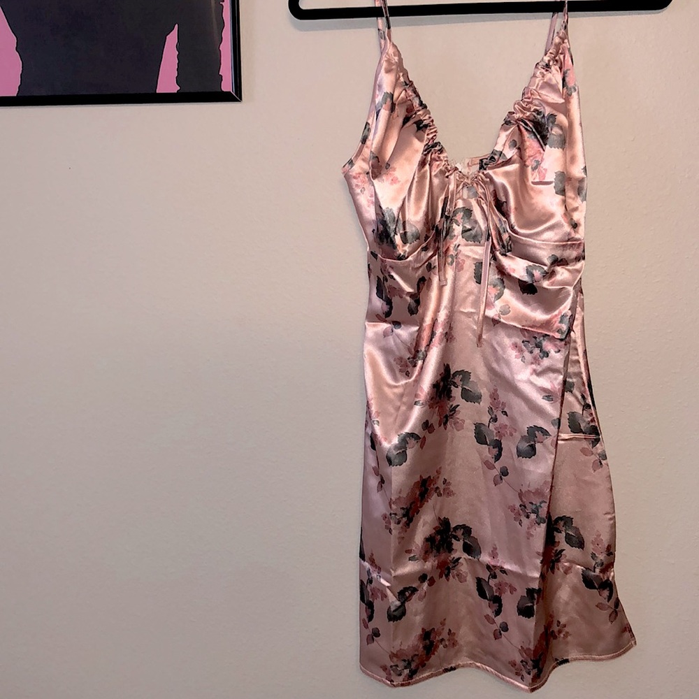Nasty Gal Satin Floral Dress